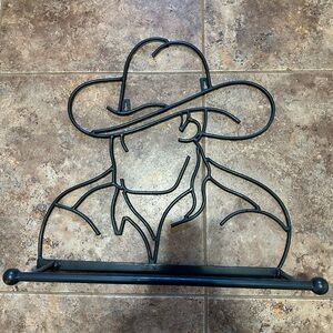 Cowboy wrought iron towel bar